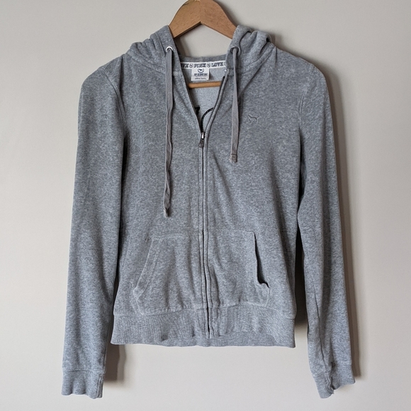 Victoria Secret Pink Grey Everyday Lounge Full-Zip Hoodie Size XS - Picture 13 of 13